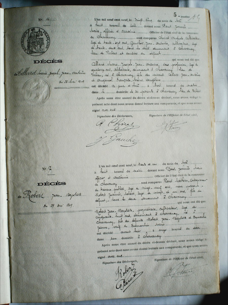 Page du registre